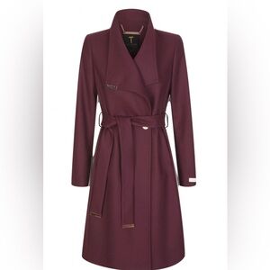 Ted Baker Burgundy Belted Wrap Coat